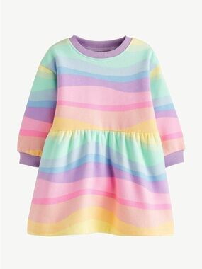 Next Toddler Girl Rainbow Printed Sweat Dress Size 2-3 years
